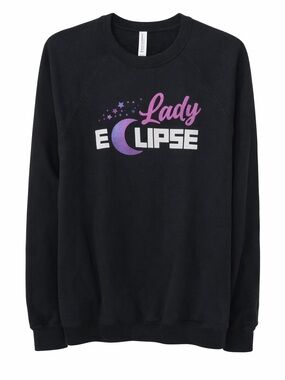 Bella Canvas Black Crewneck with Purple 'Lady Eclipse' Graphic